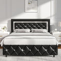 upholstered bed frame diamond tufted headboard faux leather - Temu