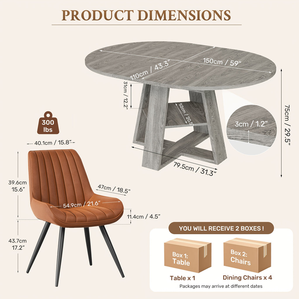 5pcs modern extendable oval dining table set suitable 4 - Temu