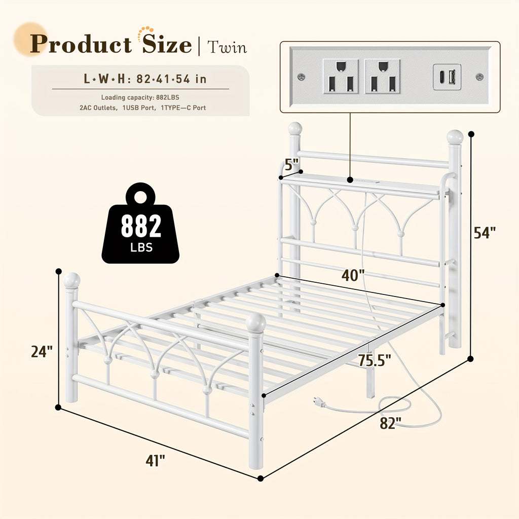 twin bed frame headboard metal twin size bed frame - Temu