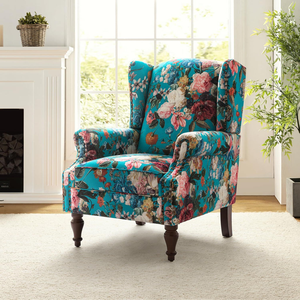 wingback accent chair floral   traditional - Temu