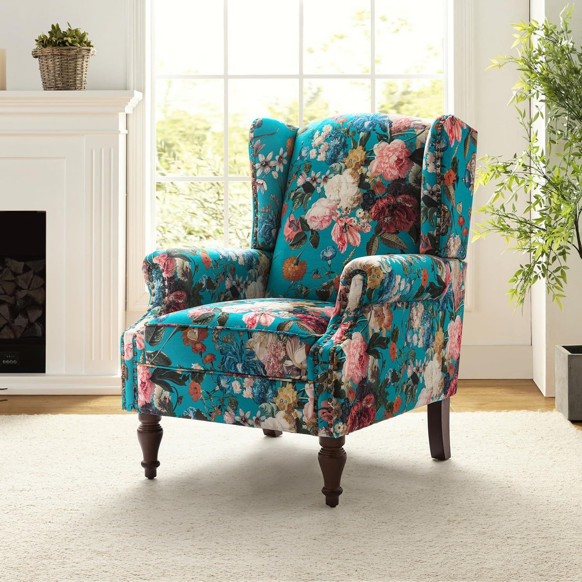 wingback accent chair floral   traditional - Temu