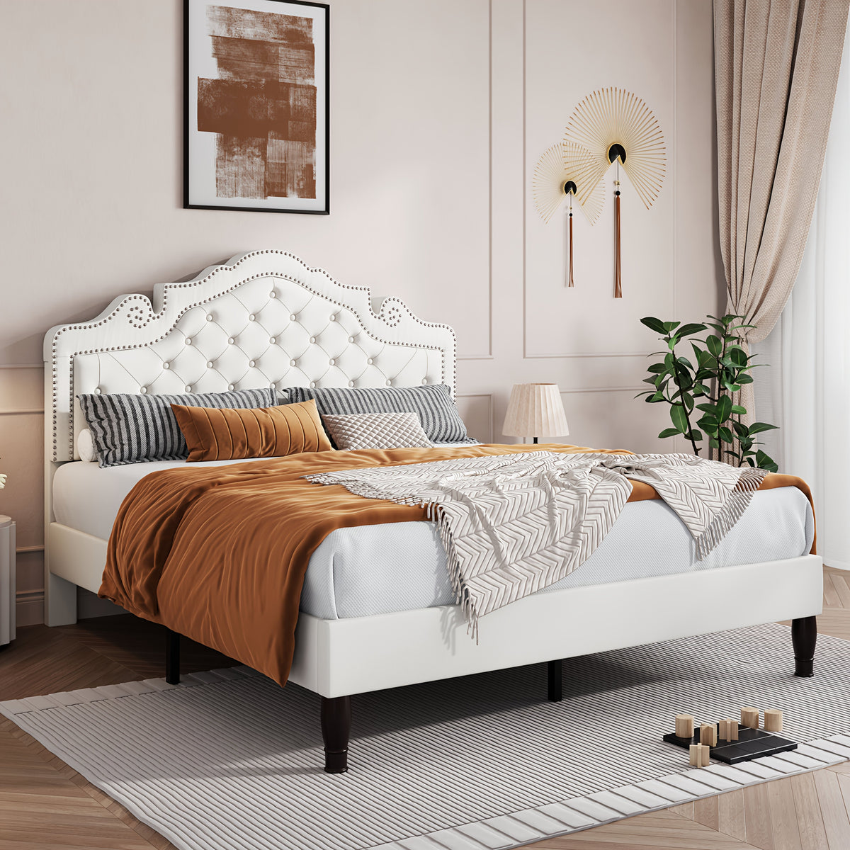 full queen king size bed frame adjustable velvet - Temu
