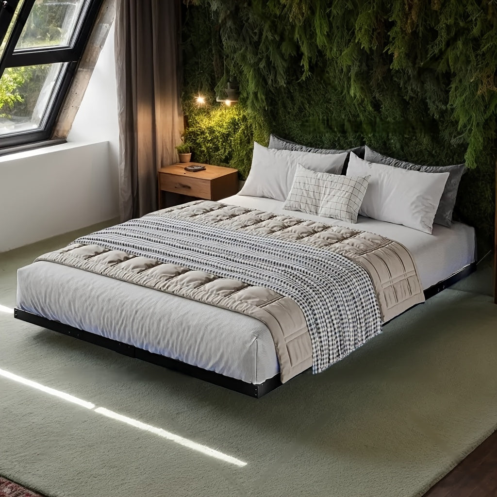 modern floating bed frame led lights full queen size heavy - Temu