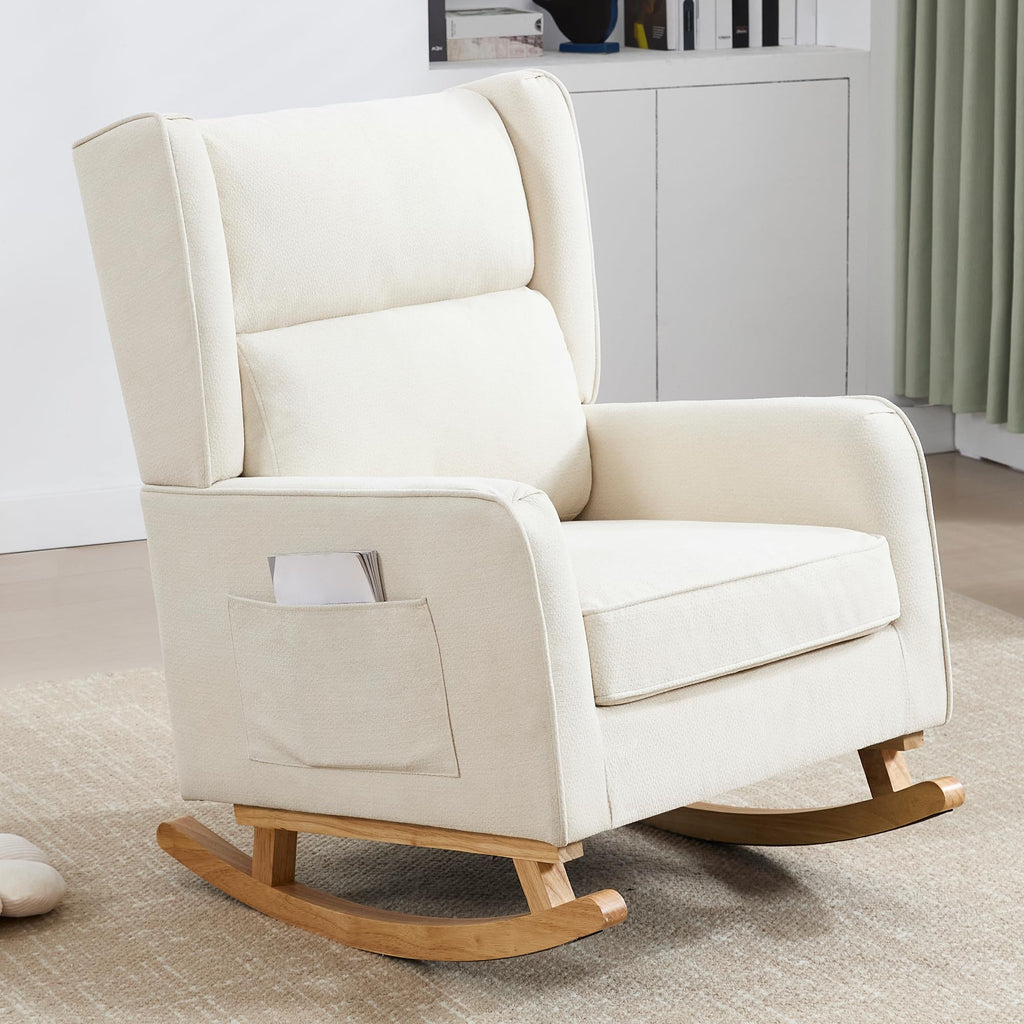 solid wood rocking chair 30 gentle rocking breathable fabric - Temu