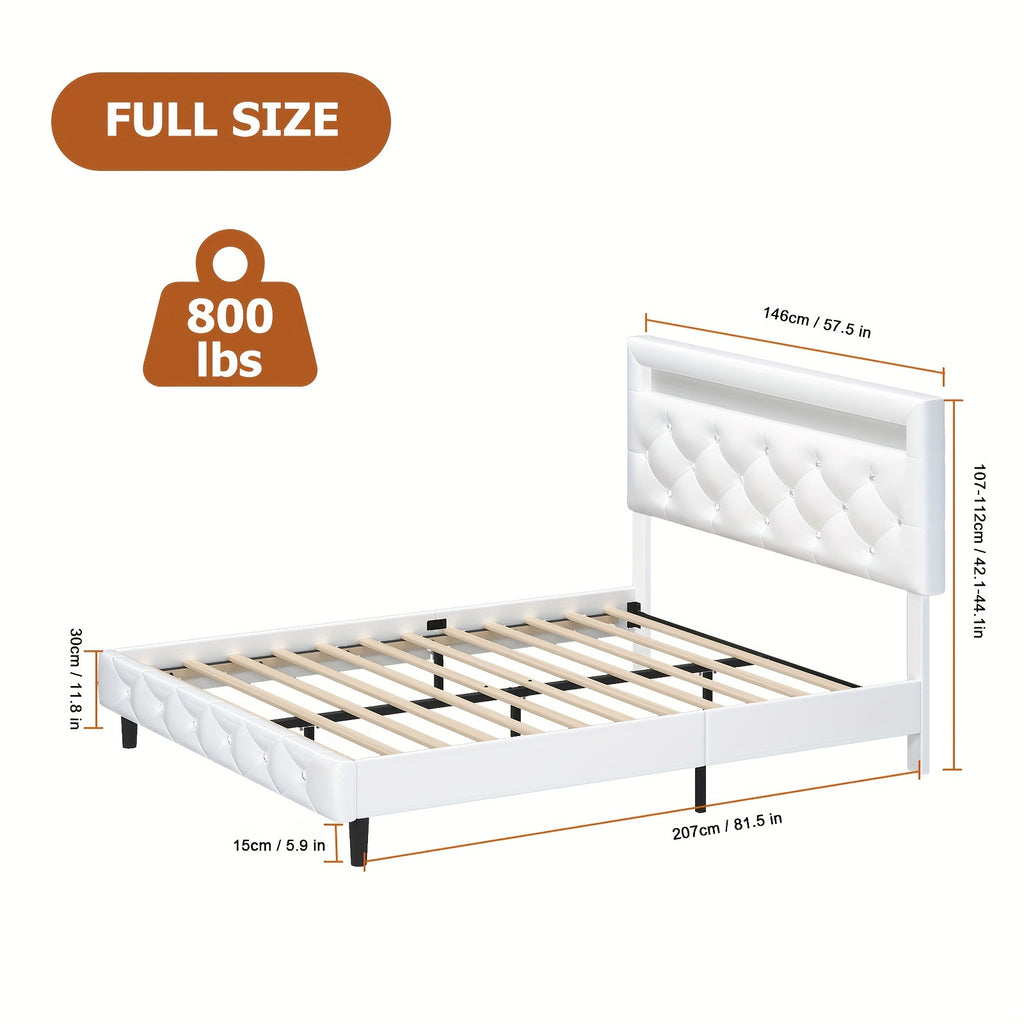 fultru modern bed frame led headboard adjustable tufted   - Temu