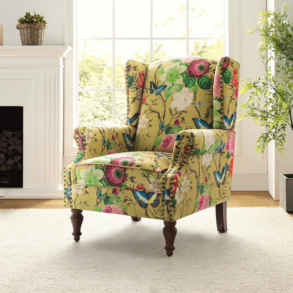 wingback accent chair floral   traditional - Temu