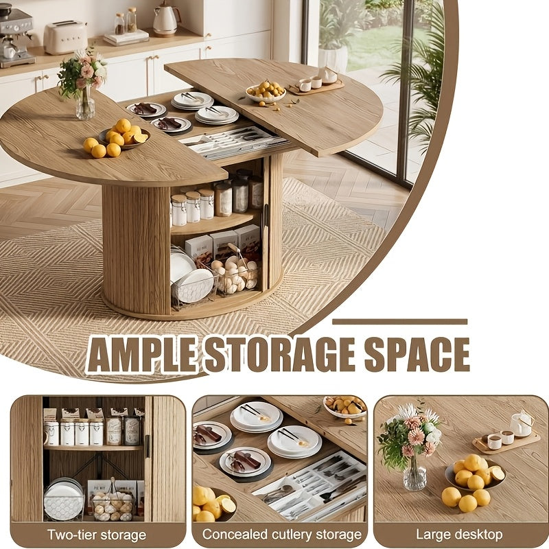 43in 59in extendable round dining table suitable 4 6 people - Temu