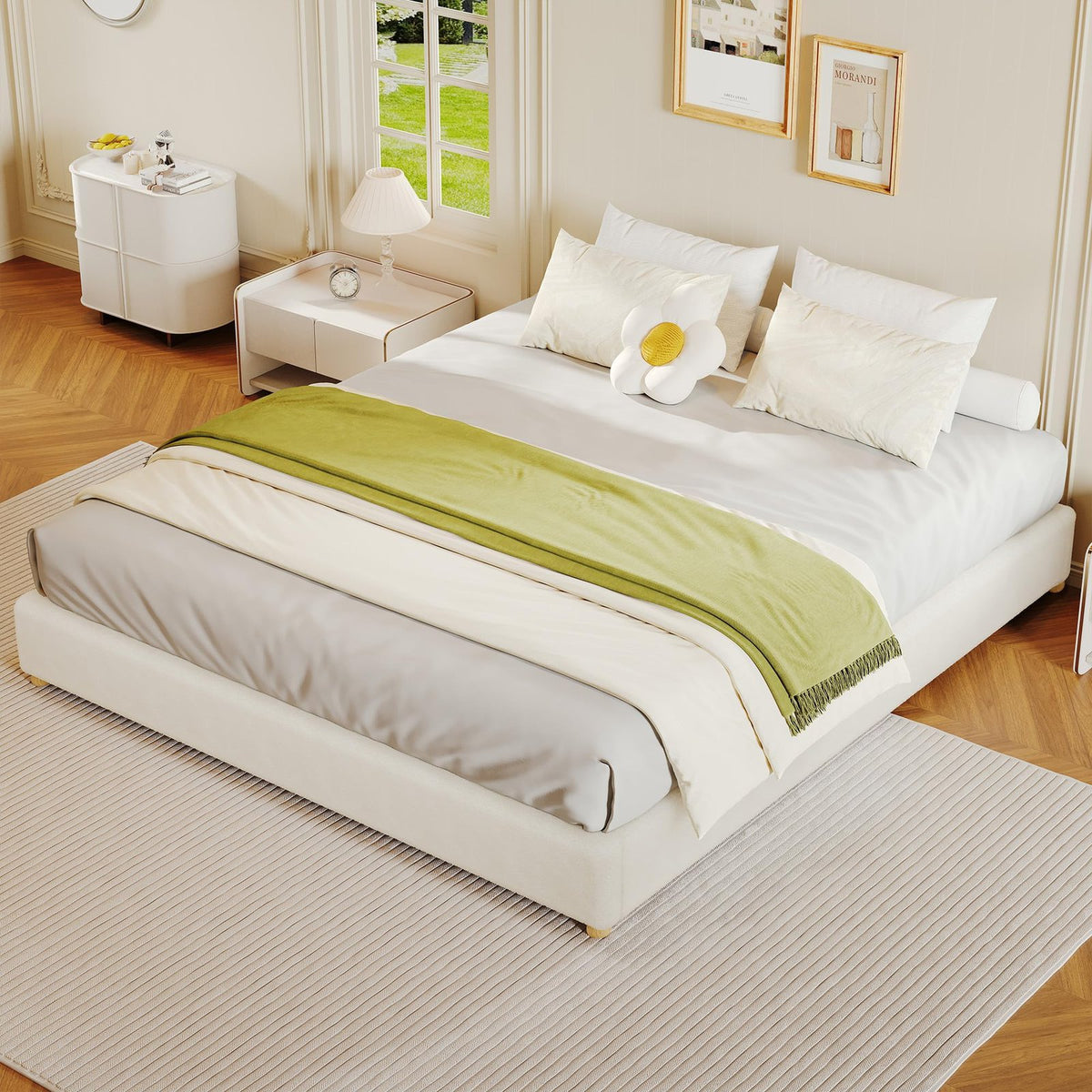 high quality   frame home decor beige king size low - Temu