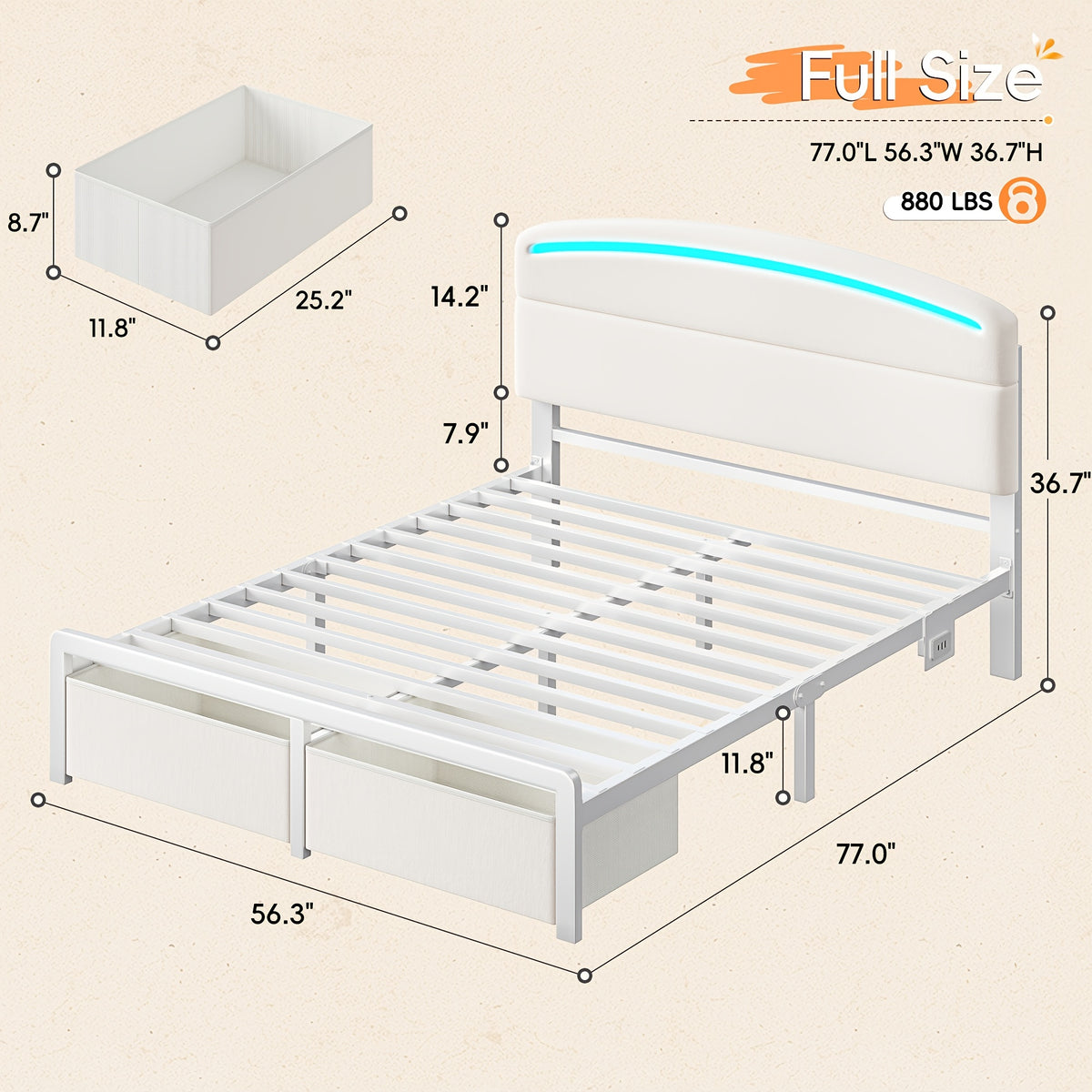 full queen king size bed frame storage charging station - Temu