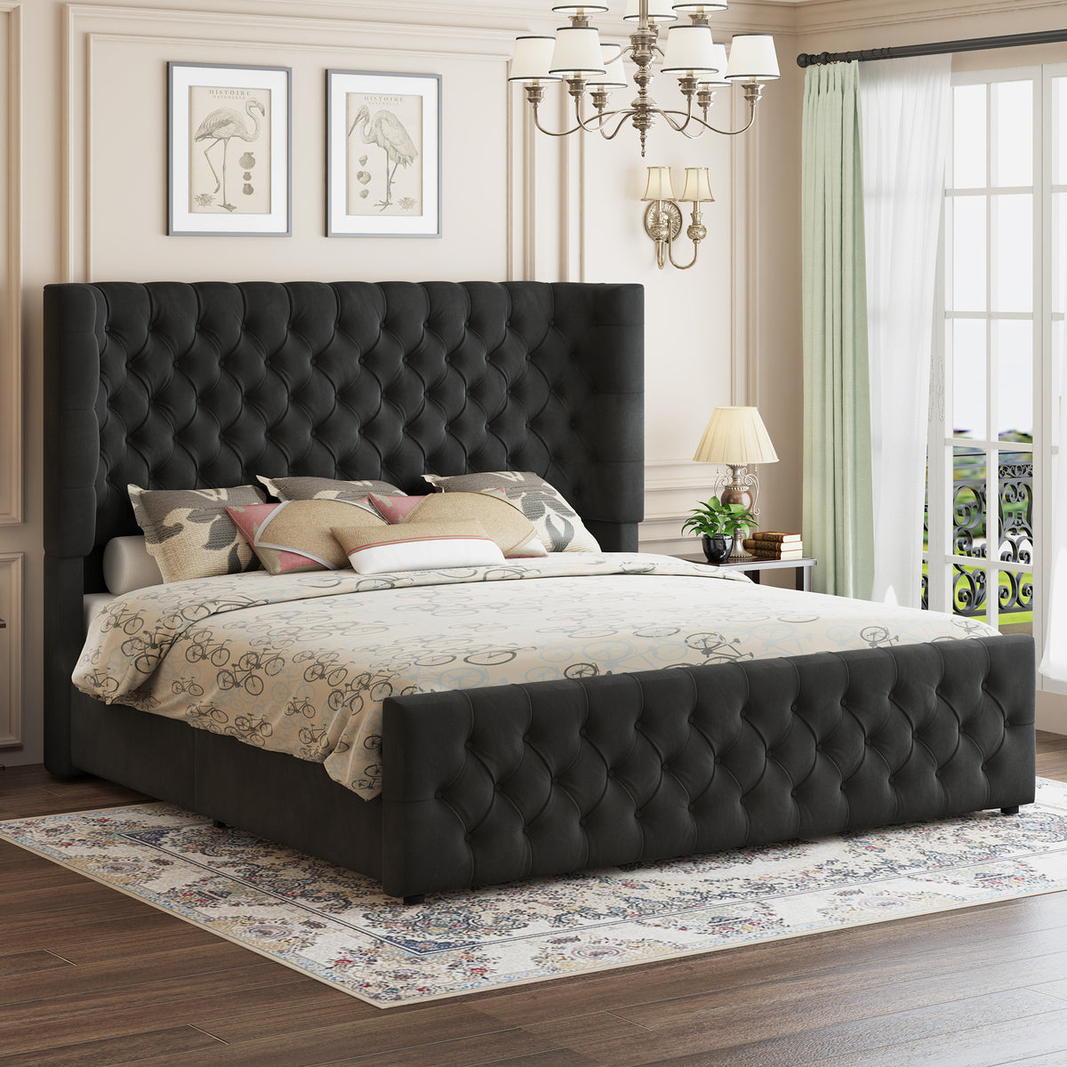 platform bed frame upholstered curved wingback - Temu