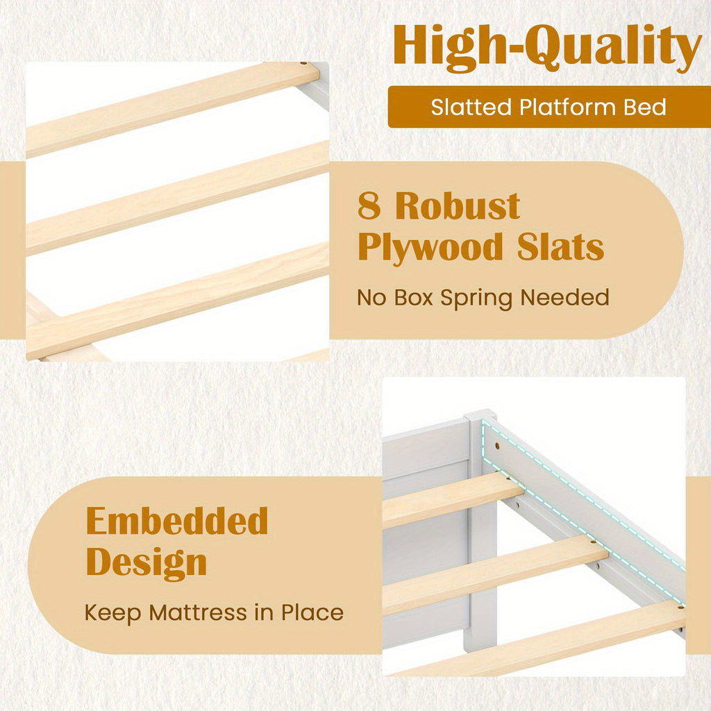 full size wooden platform bed frame 2 rolling - Temu