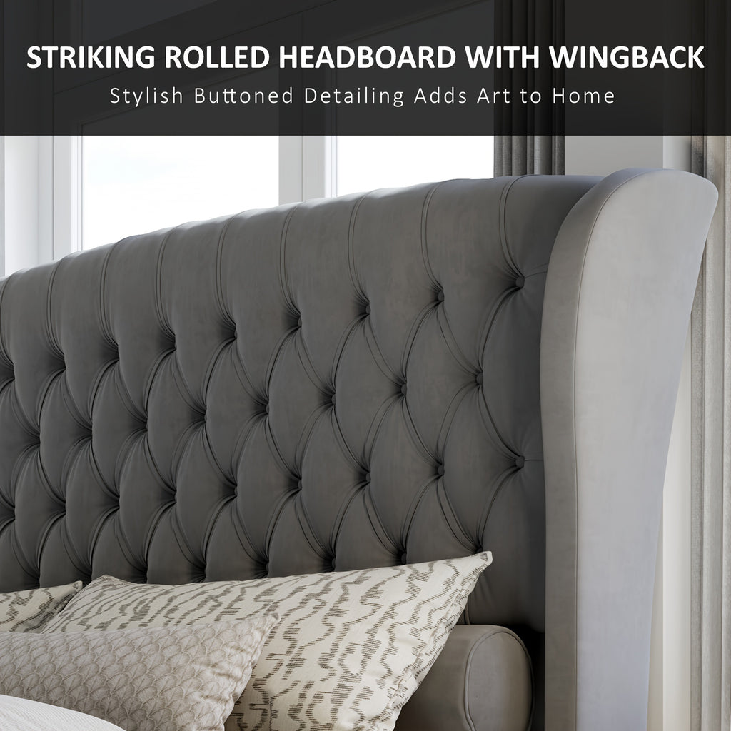 platform bed frame chenille upholstered   scroll - Temu
