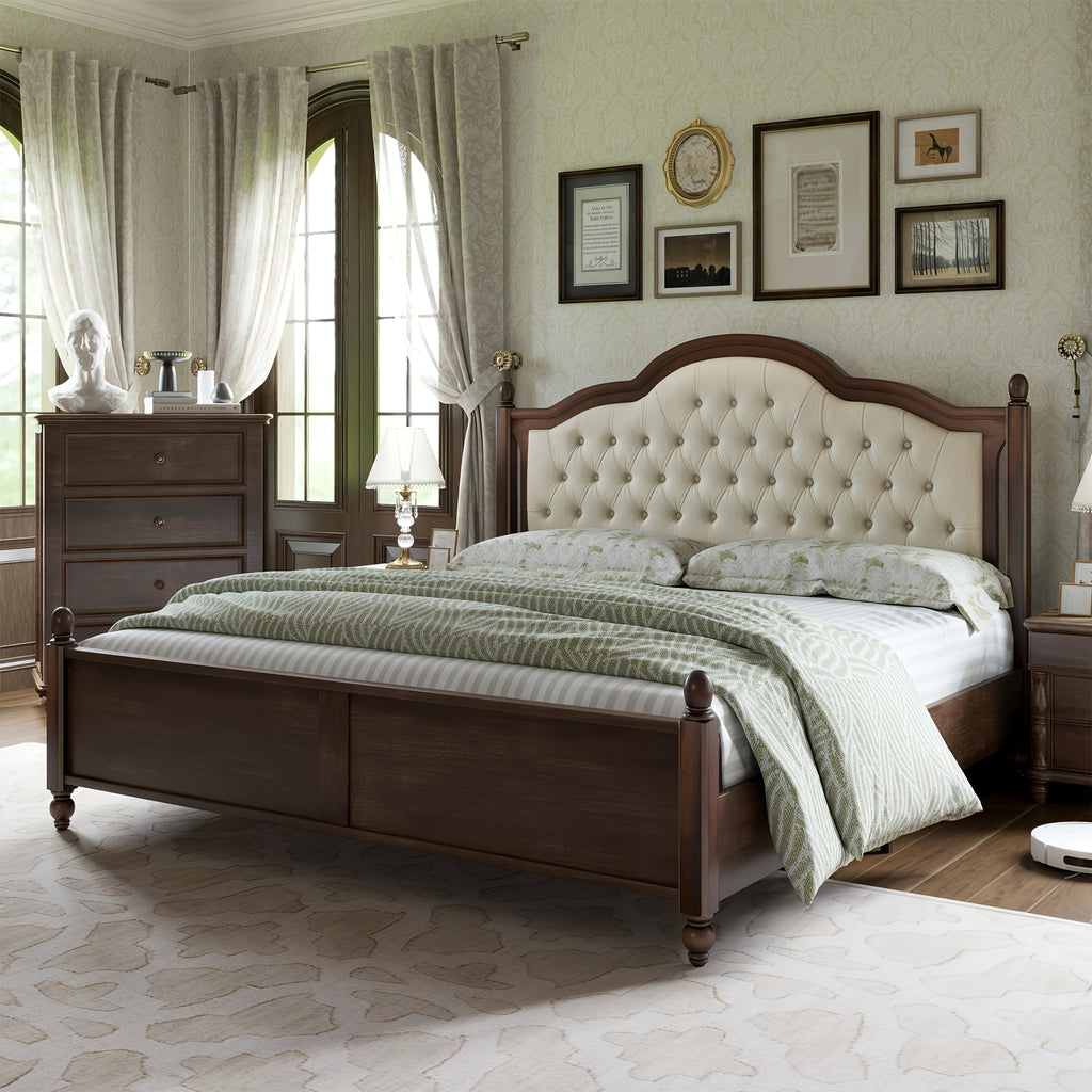 a sturdy wooden bed frame featuring a stylish platform - Temu
