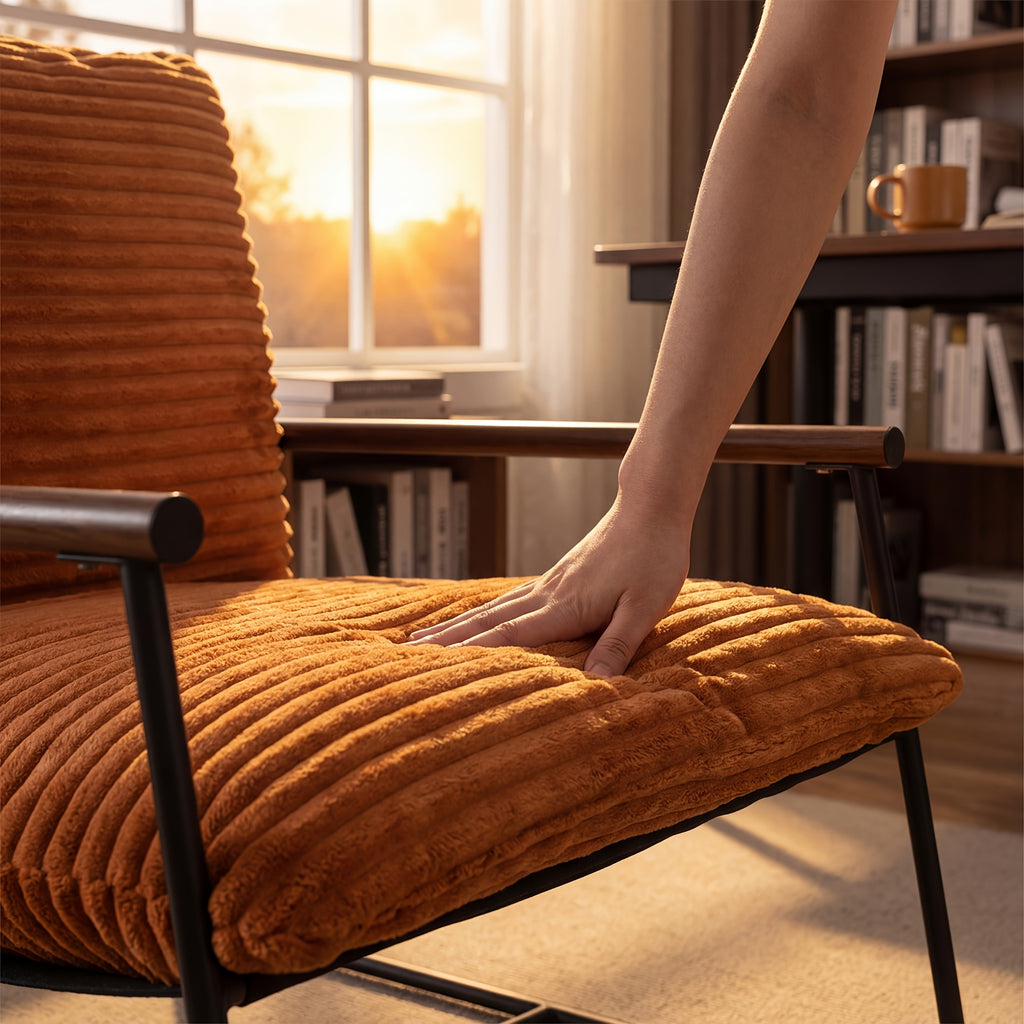 29 5in iron armchair padded cushion heavy duty metal accent - Temu