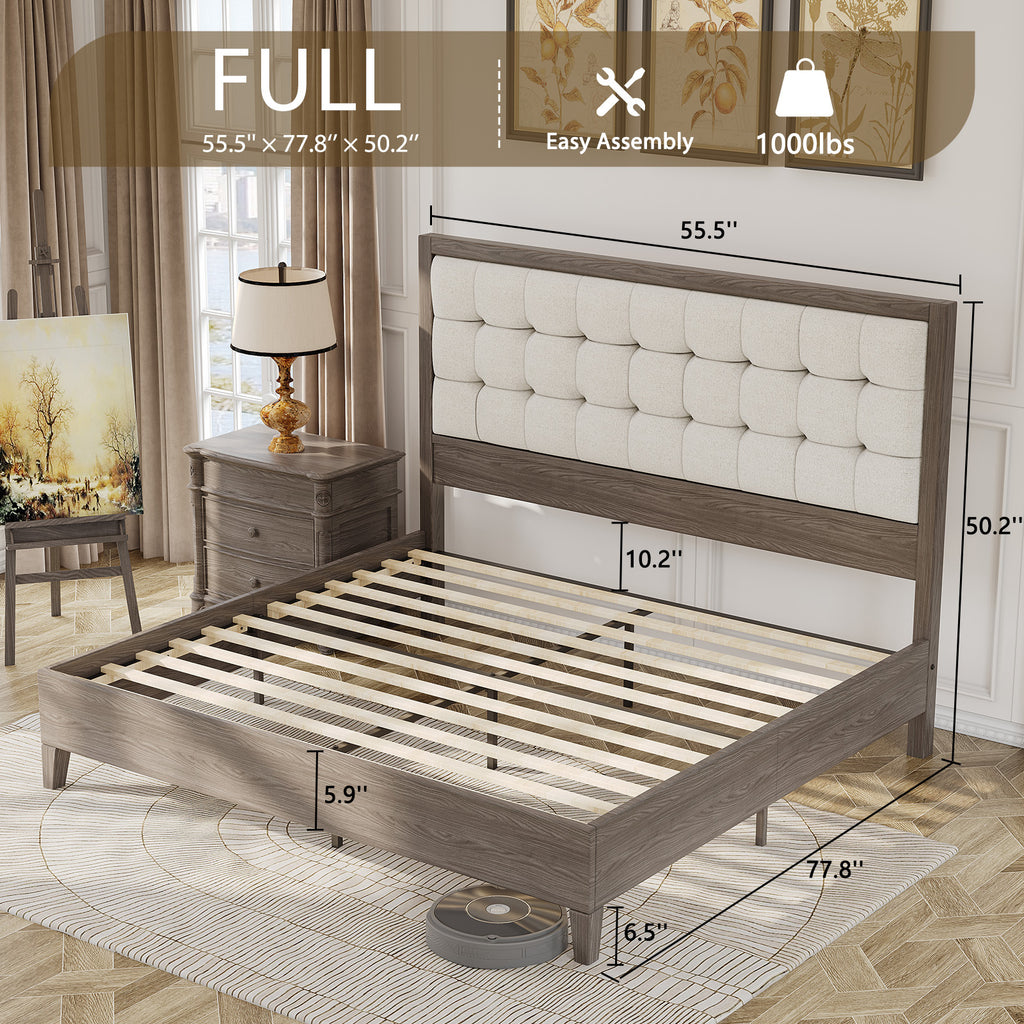 century wooden bed frame 49 high cushioned headboard - Temu