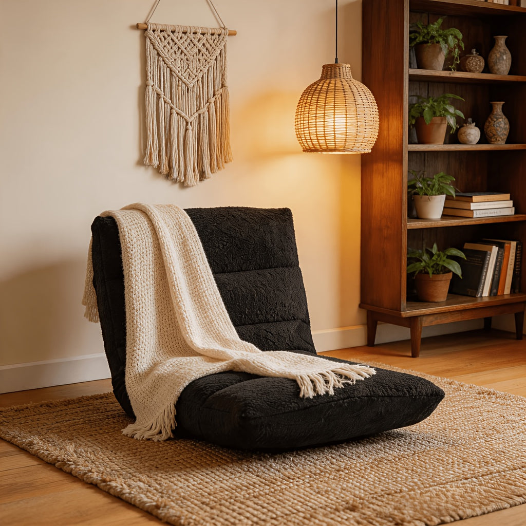 folding floor chair back support adjustable back teddy - Temu