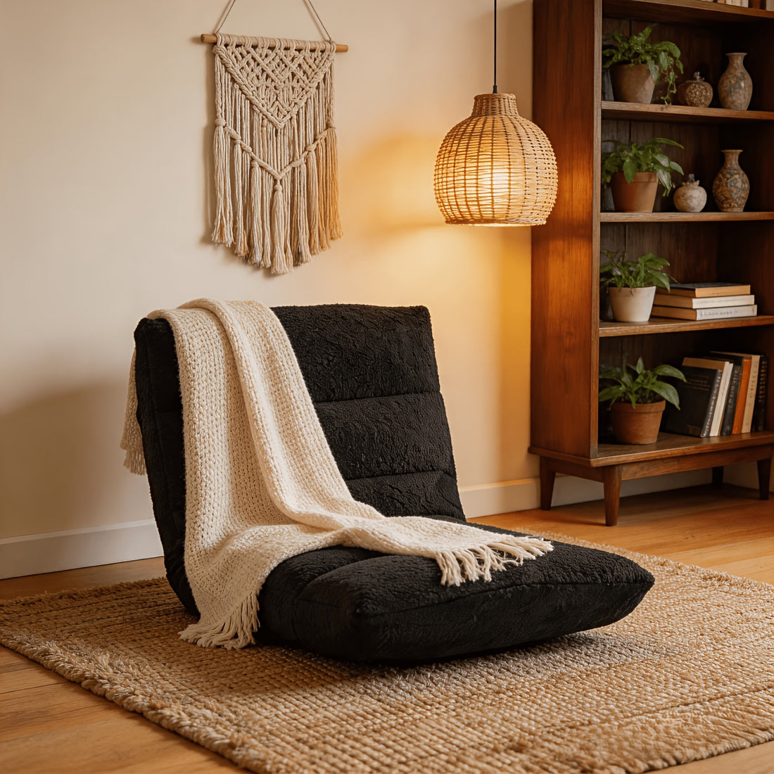 folding floor chair back support adjustable back teddy - Temu