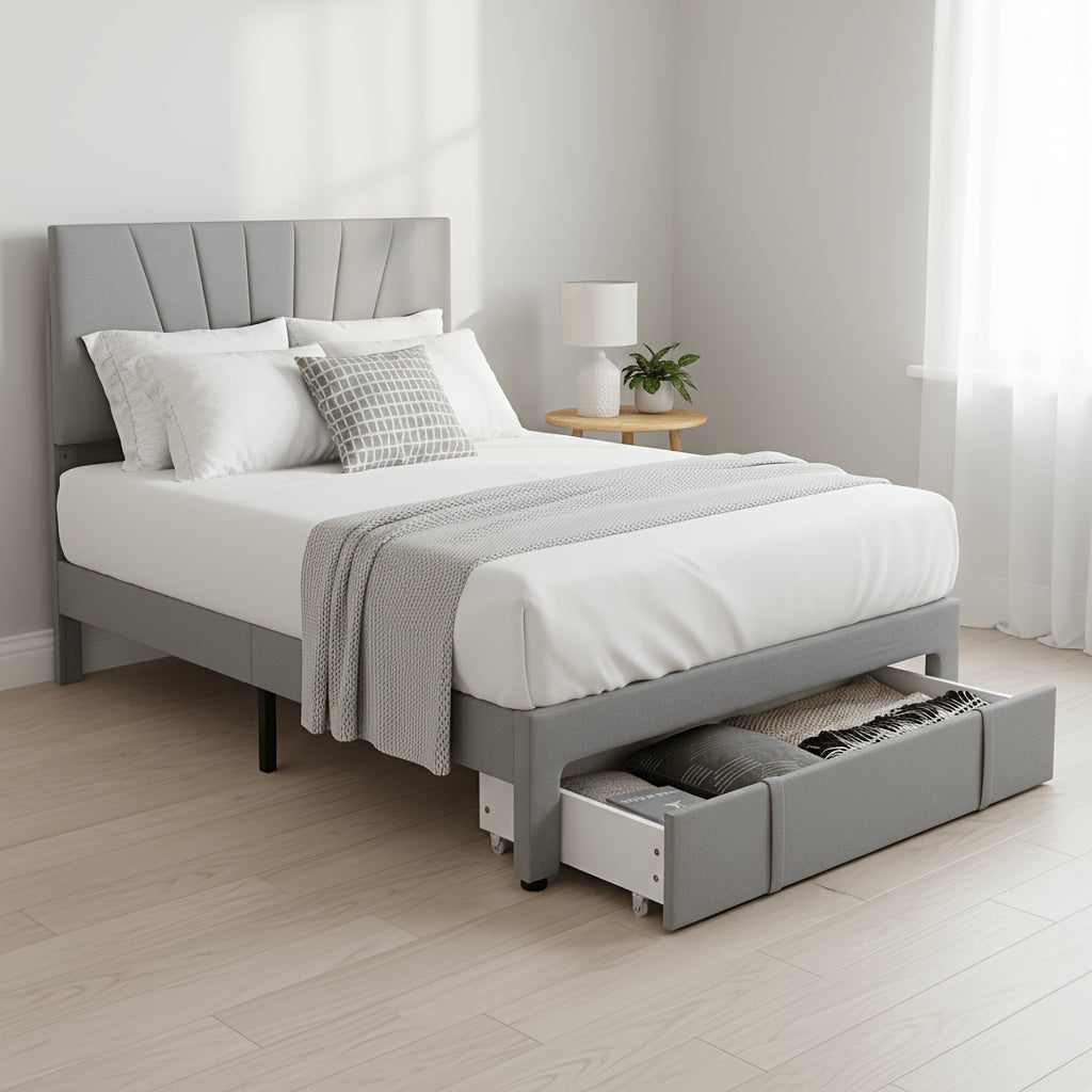 full size upholstered bed frame drawer modern - Temu