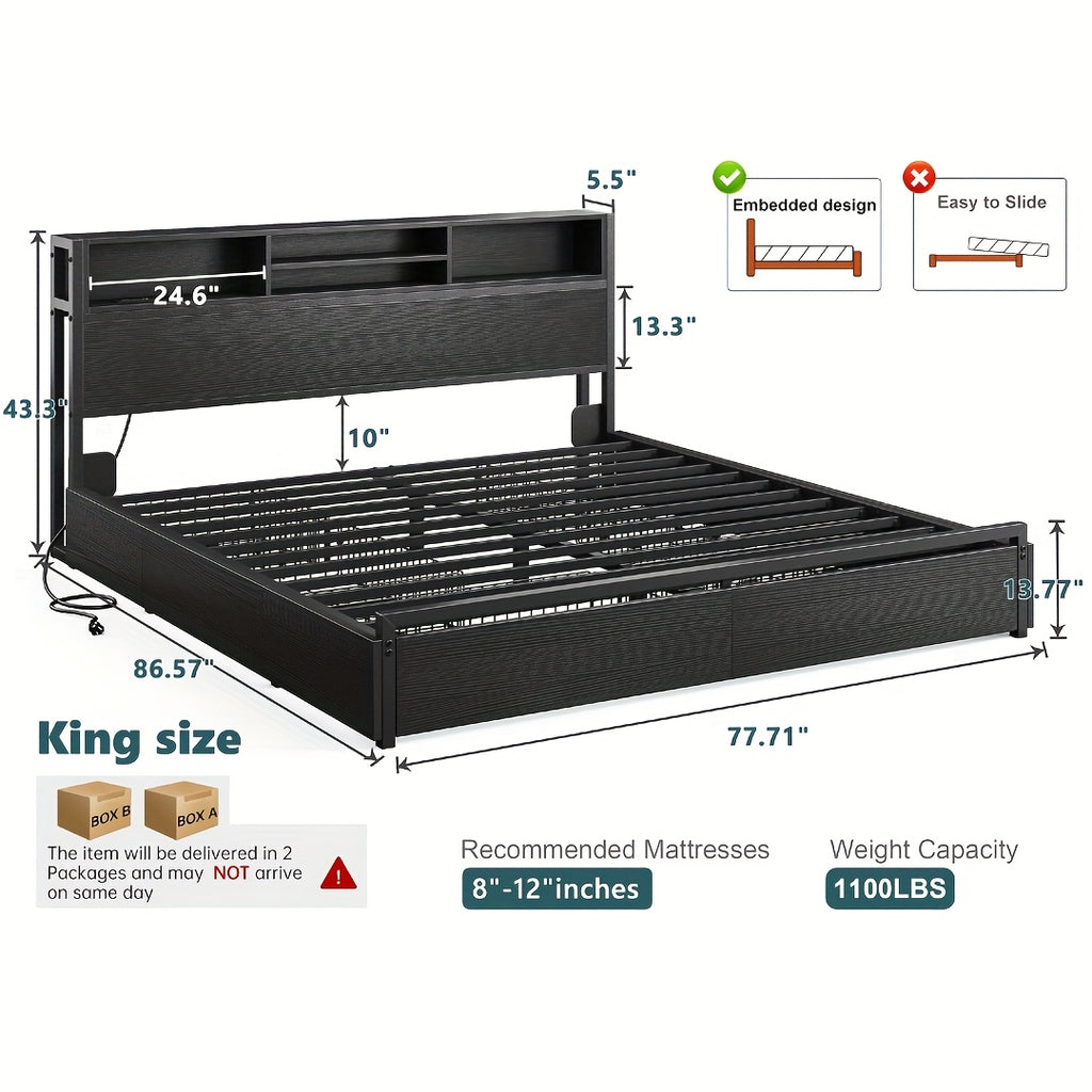 queen king size bed   storage large drawers forbedroom - Temu