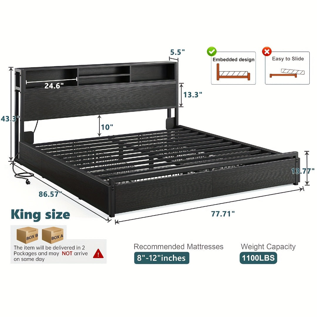 queen king size bed   storage large drawers forbedroom - Temu