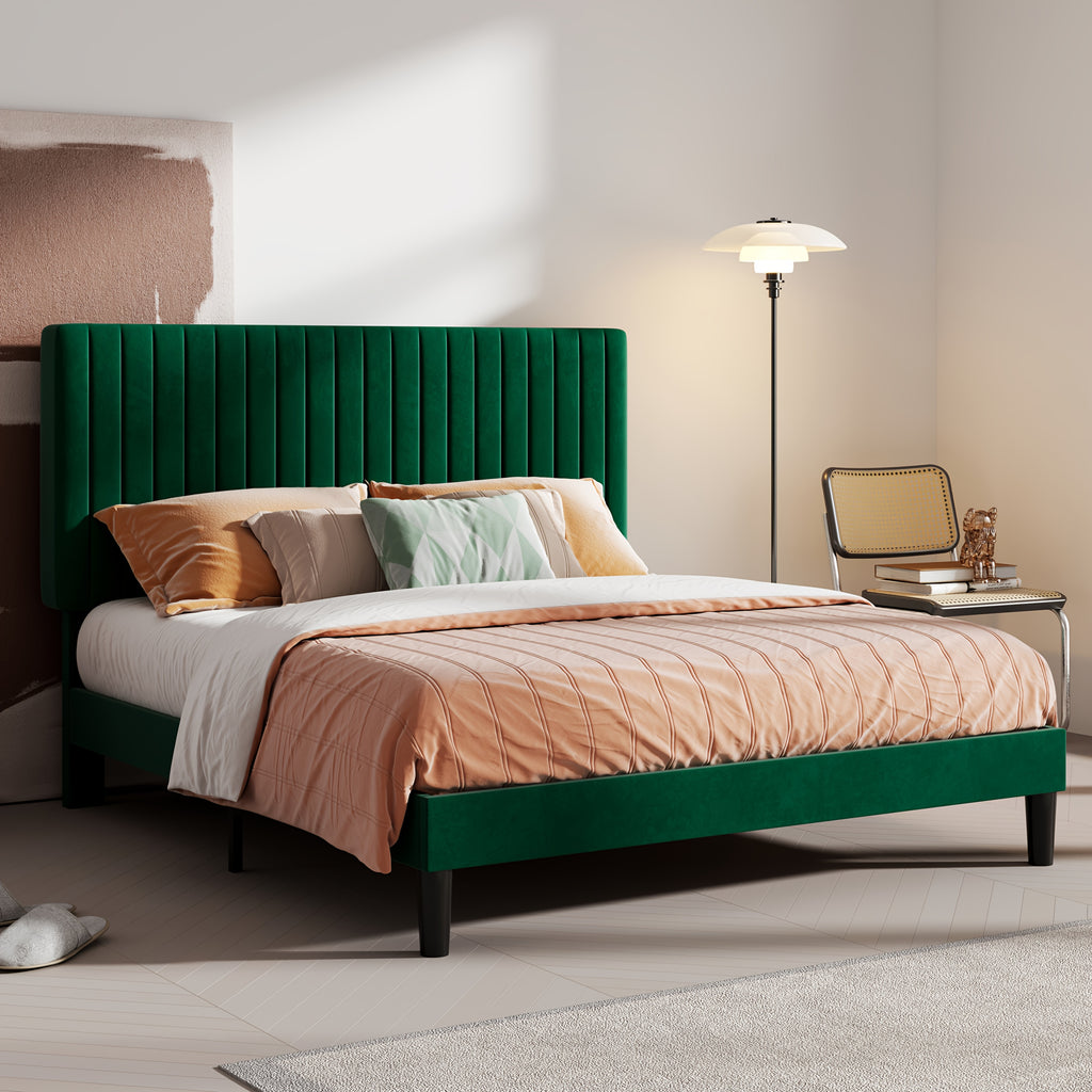 velvet upholstered bed frame adjustable headboard - Temu