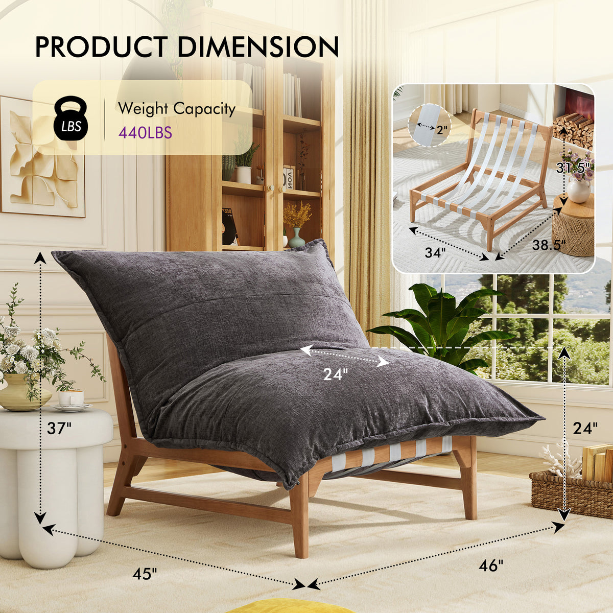 46 oversized sofa chair modern accent chair plush cushion - Temu