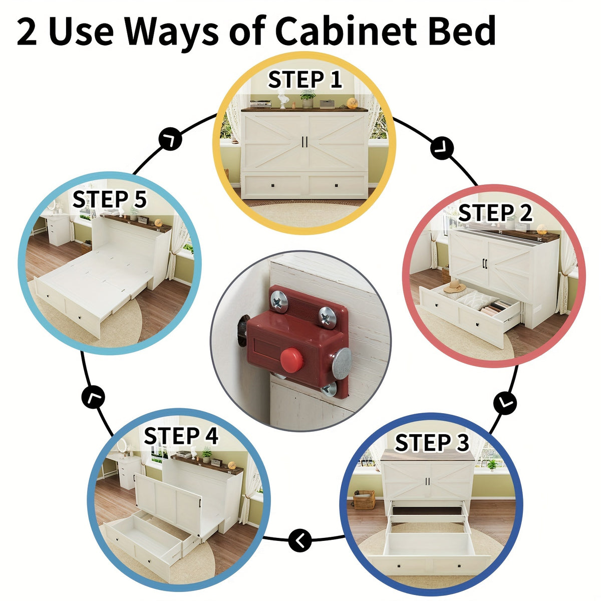 farmhouse murphy bed storage charging station foldable panel - Temu