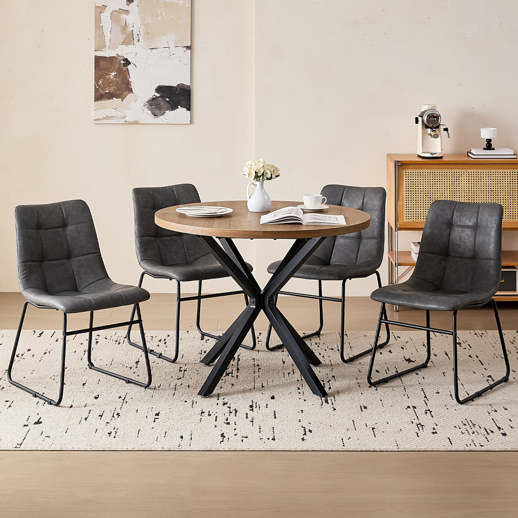 39 modern round 5pcs dining set natural wood grain - Temu