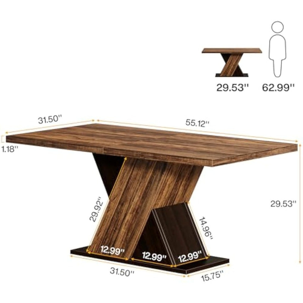 farmhouse dining table 4 6 people 55 inch rectangle kitchen - Temu