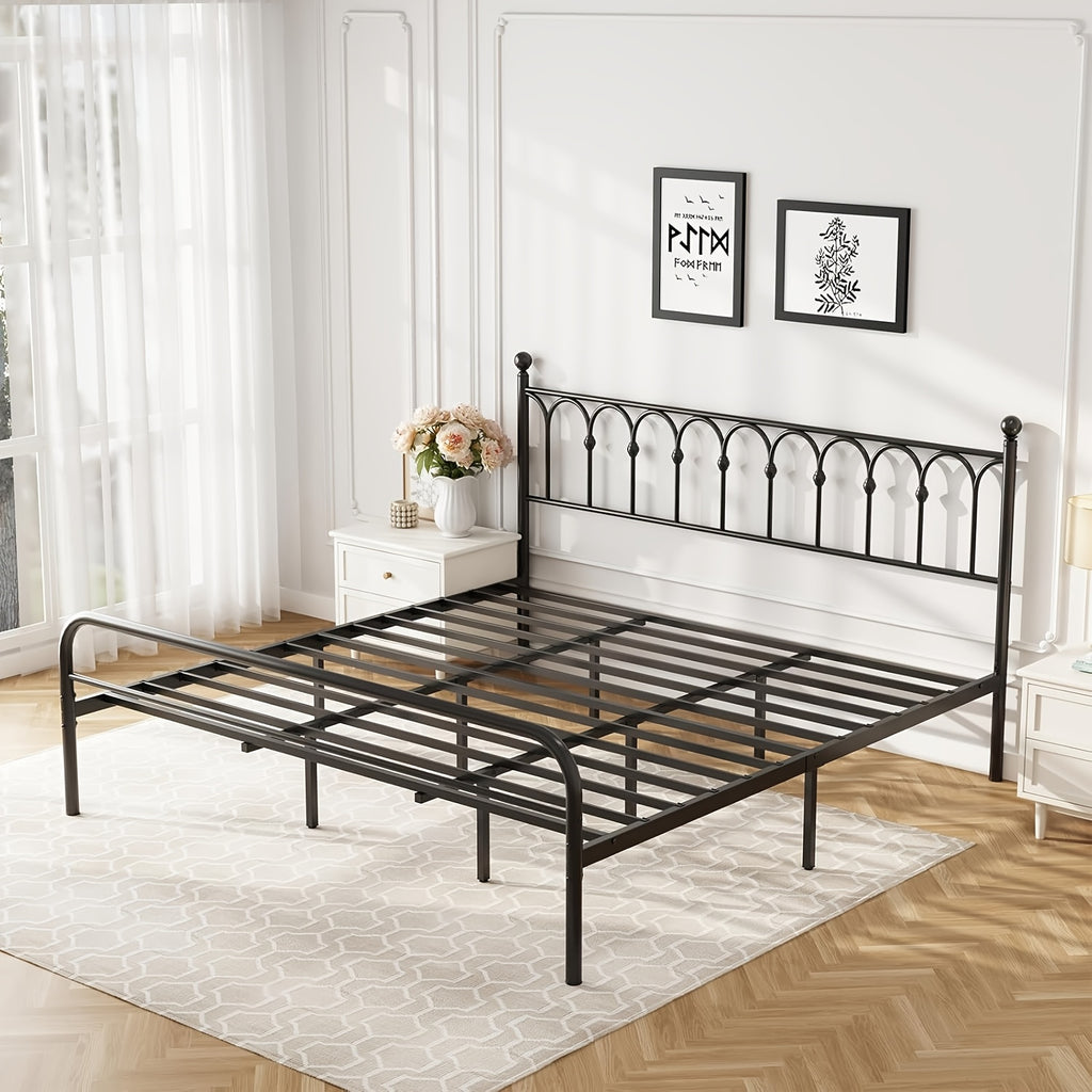 a metal bed frame featuring bed storage a rounded base - Temu