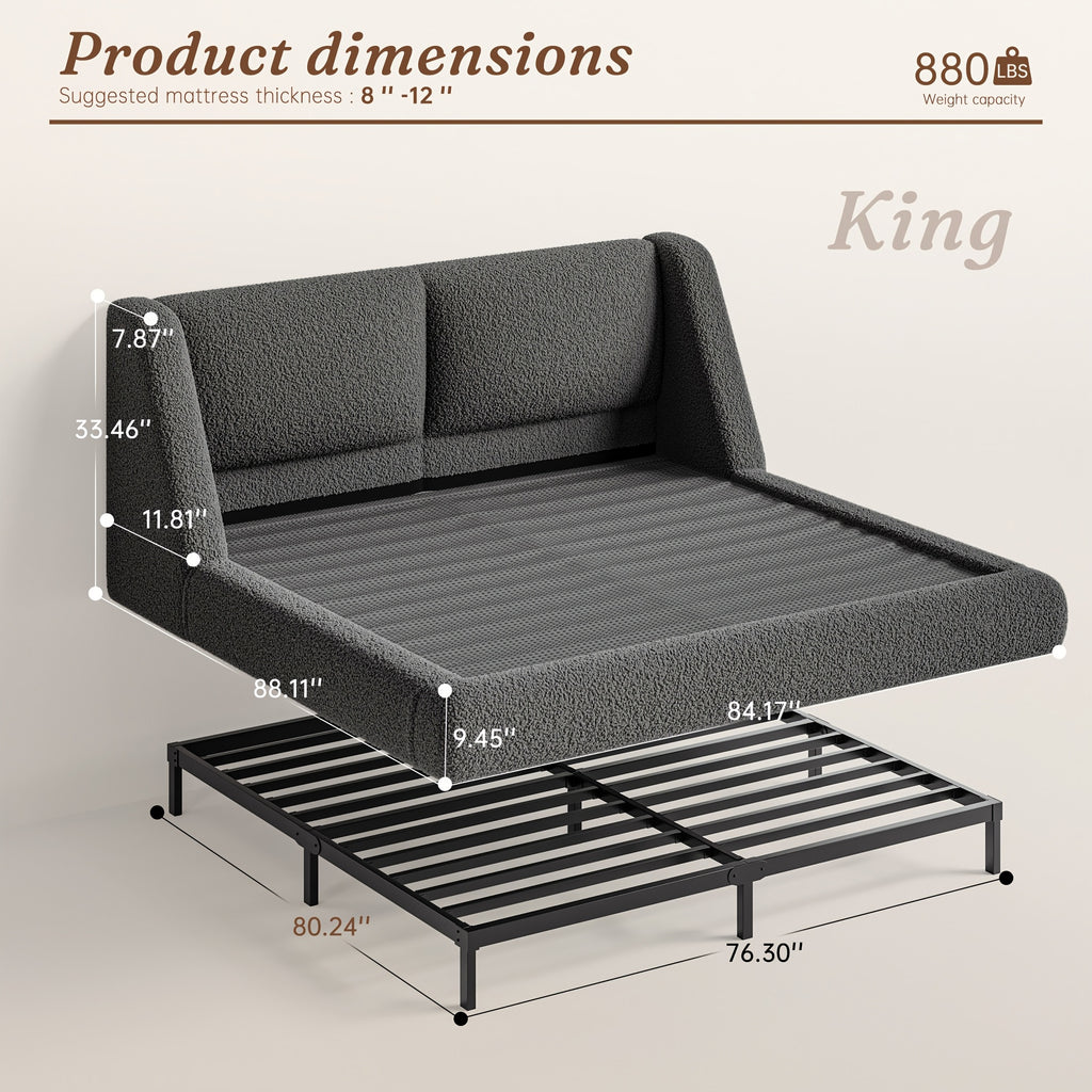 bohemian cloud bed frame queen size 5 sherpa headboard low - Temu