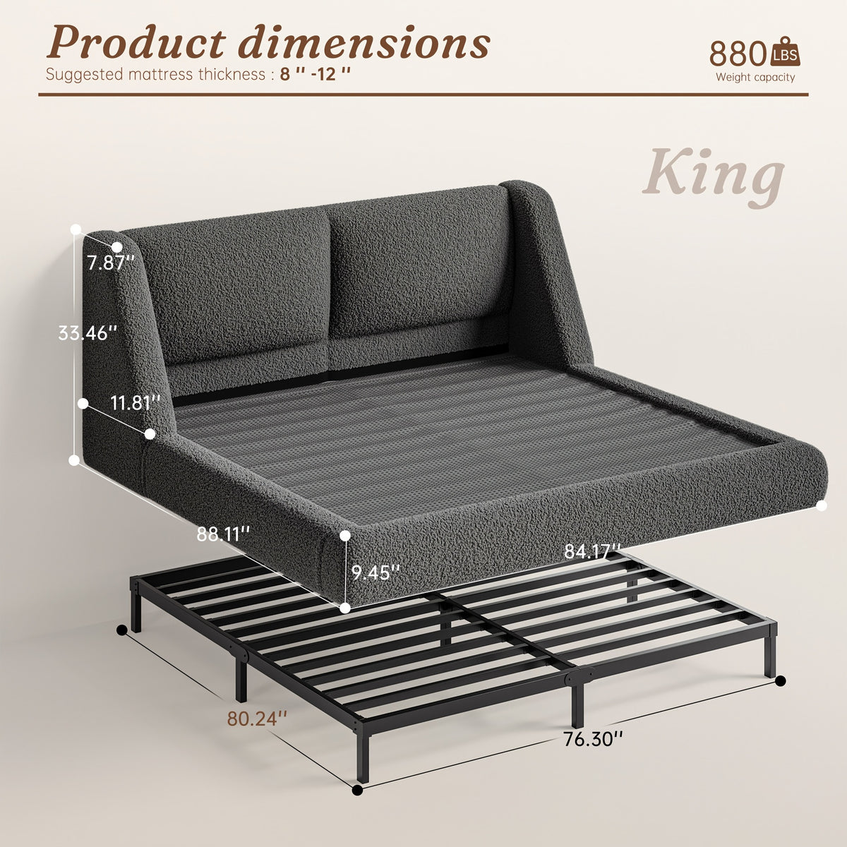 bohemian cloud bed frame queen size 5 sherpa headboard low - Temu