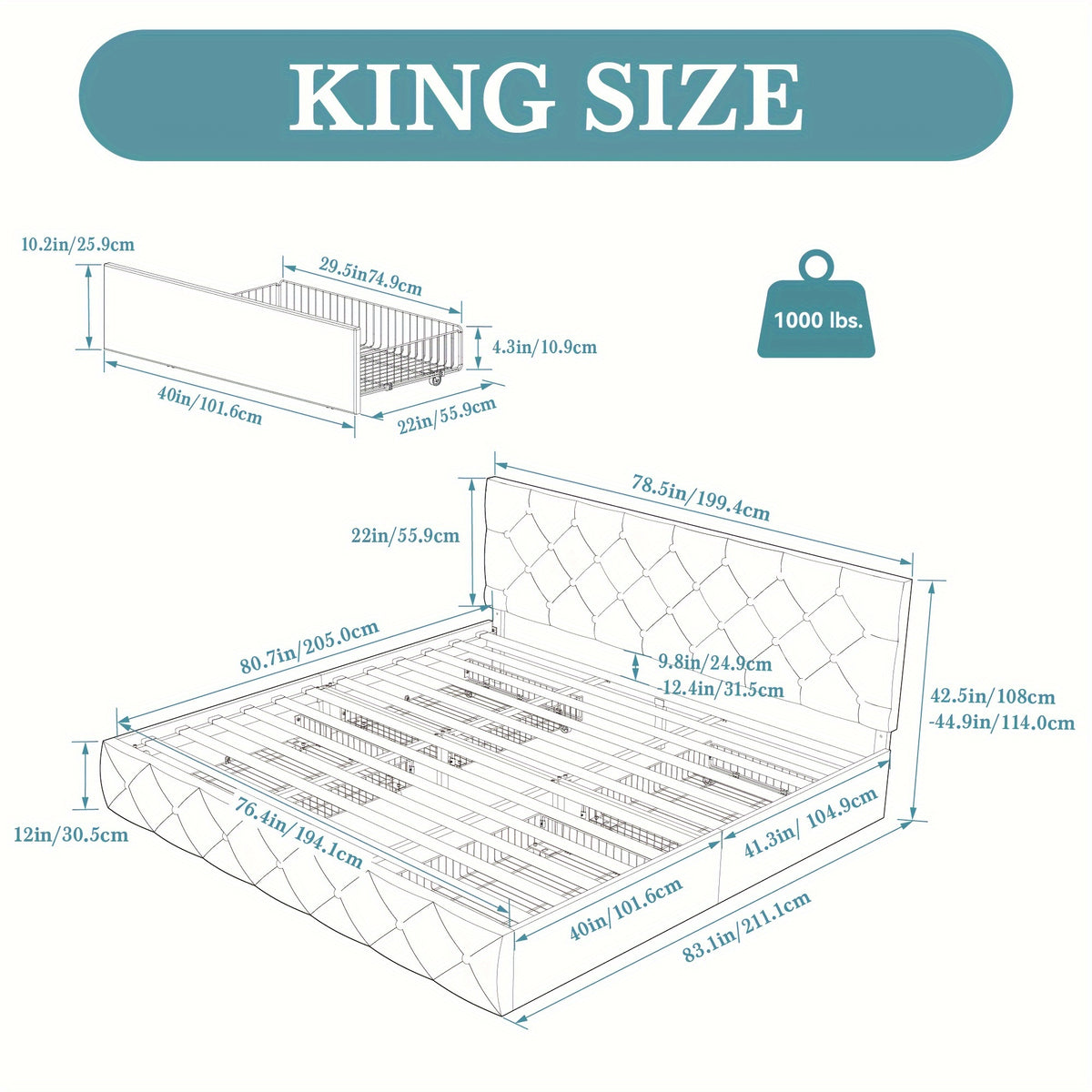 full queen king upholstered platform storage bed 4 - Temu