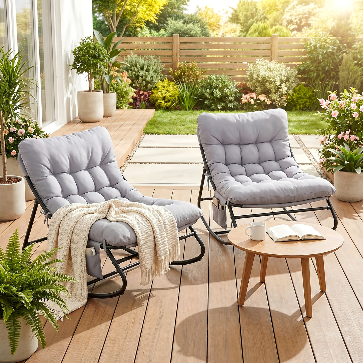 outdoor papasan rocking chair lounge chair cushion sturdy - Temu