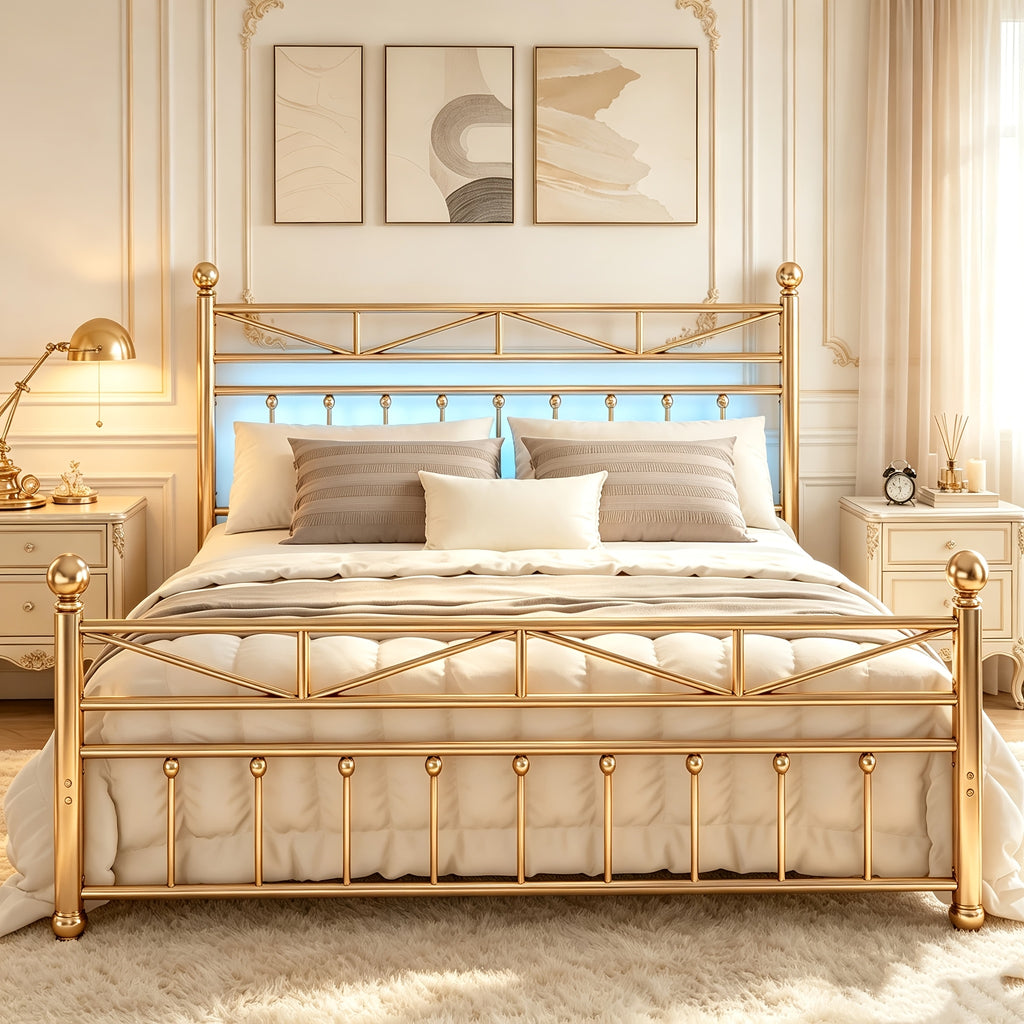 metal platform bed frame 54 tall rgb led decor - Temu