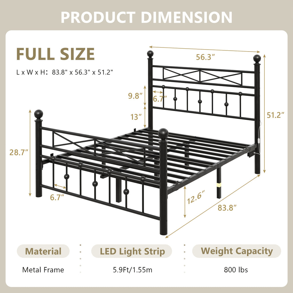 heavy duty metal bed frame led lights   bed side - Temu