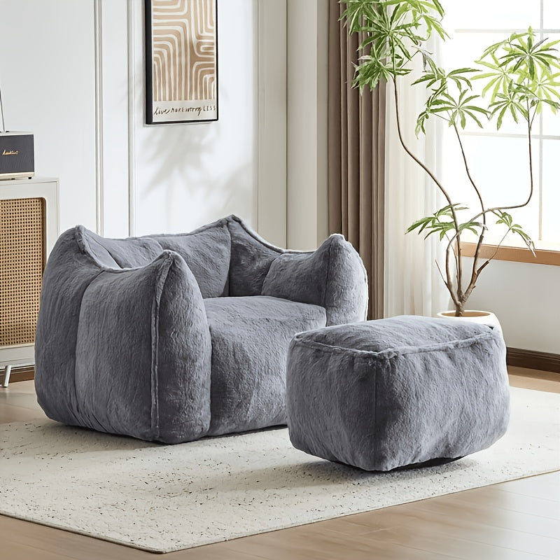 fluffy faux rabbit fur oversized bean bag chair   - Temu