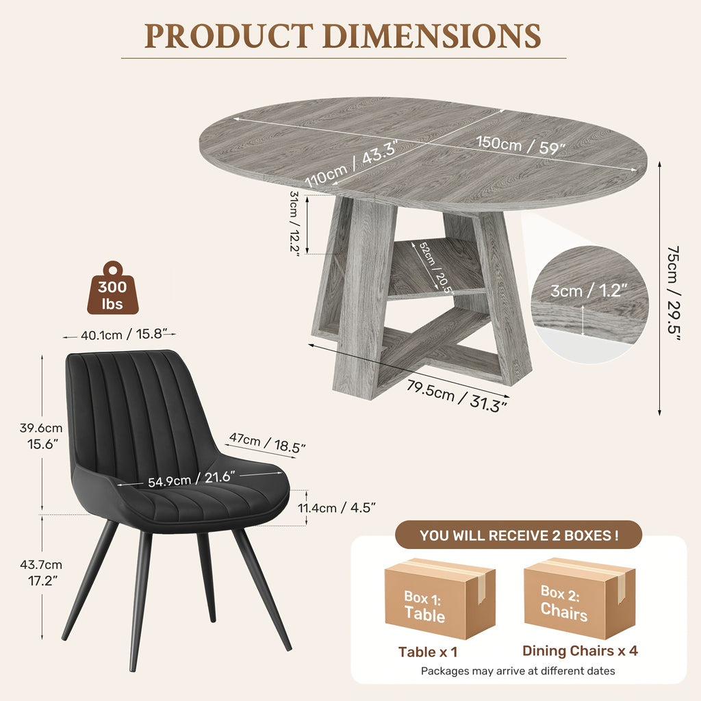 5pcs modern extendable oval dining table set suitable 4 - Temu
