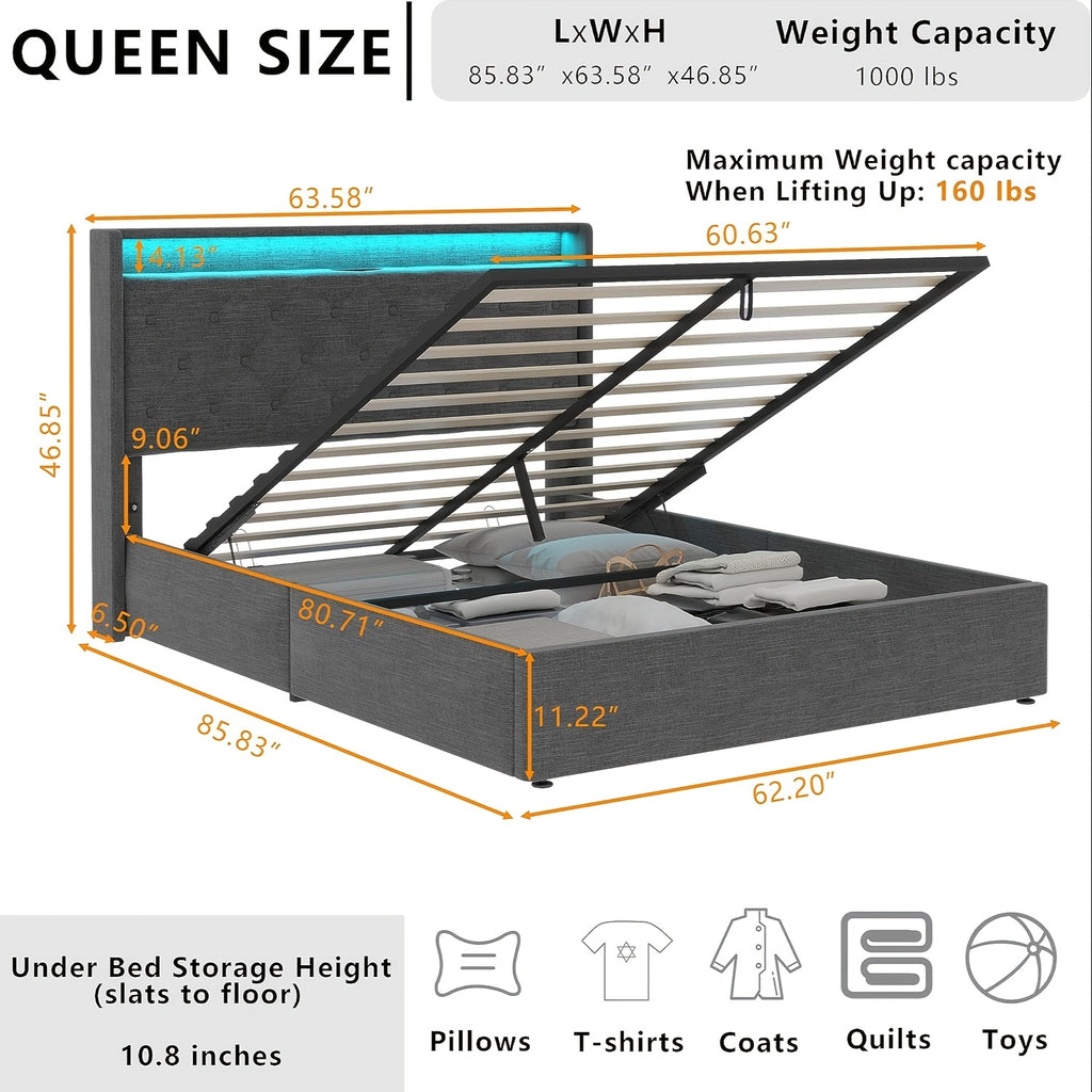 hydraulic lift upholstered bed frame   bed - Temu
