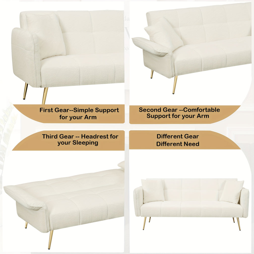 teddy velvet sofa bed convertible armrests temu - Temu
