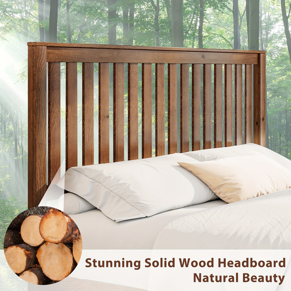 sturdy wooden bed frame grille headboard slatted - Temu