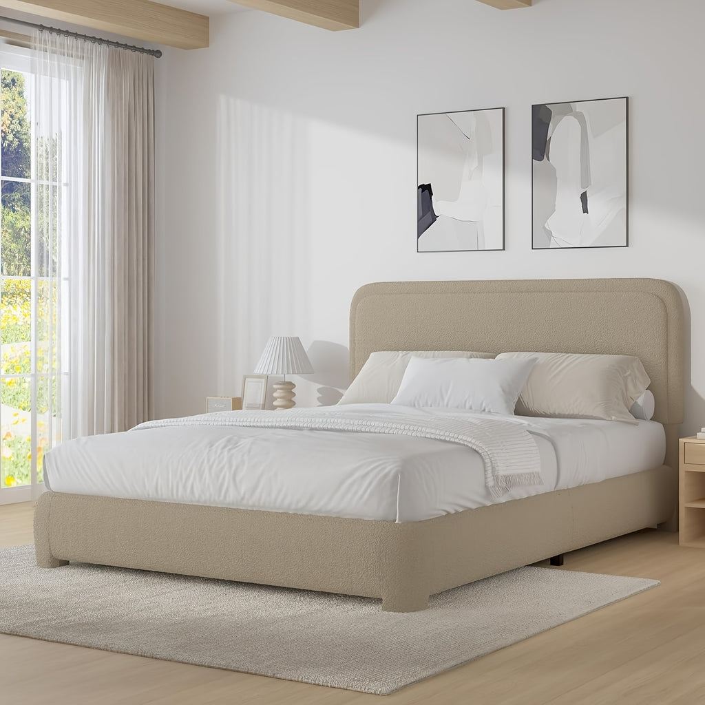 twin full   bed frame cloud boucle upholstered - Temu