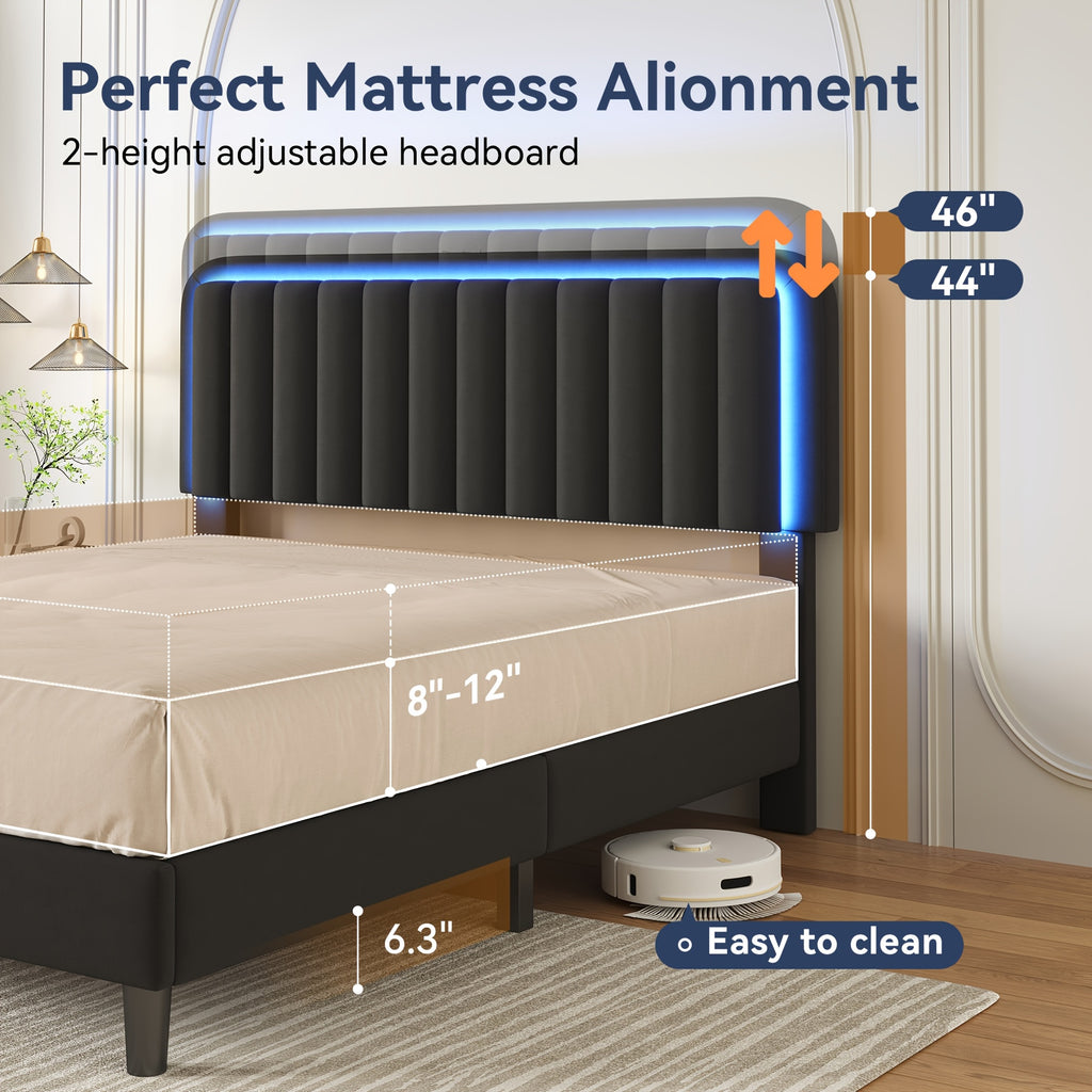 mraeer bed frame led lighting charging station full queen - Temu