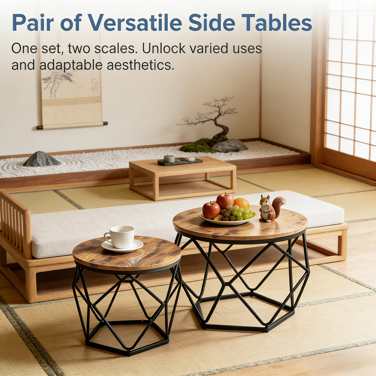 set 2 round multi purpose side tables small coffee end - Temu