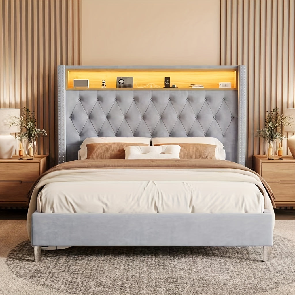 upholstered bed frame deep button tufted bed frame - Temu