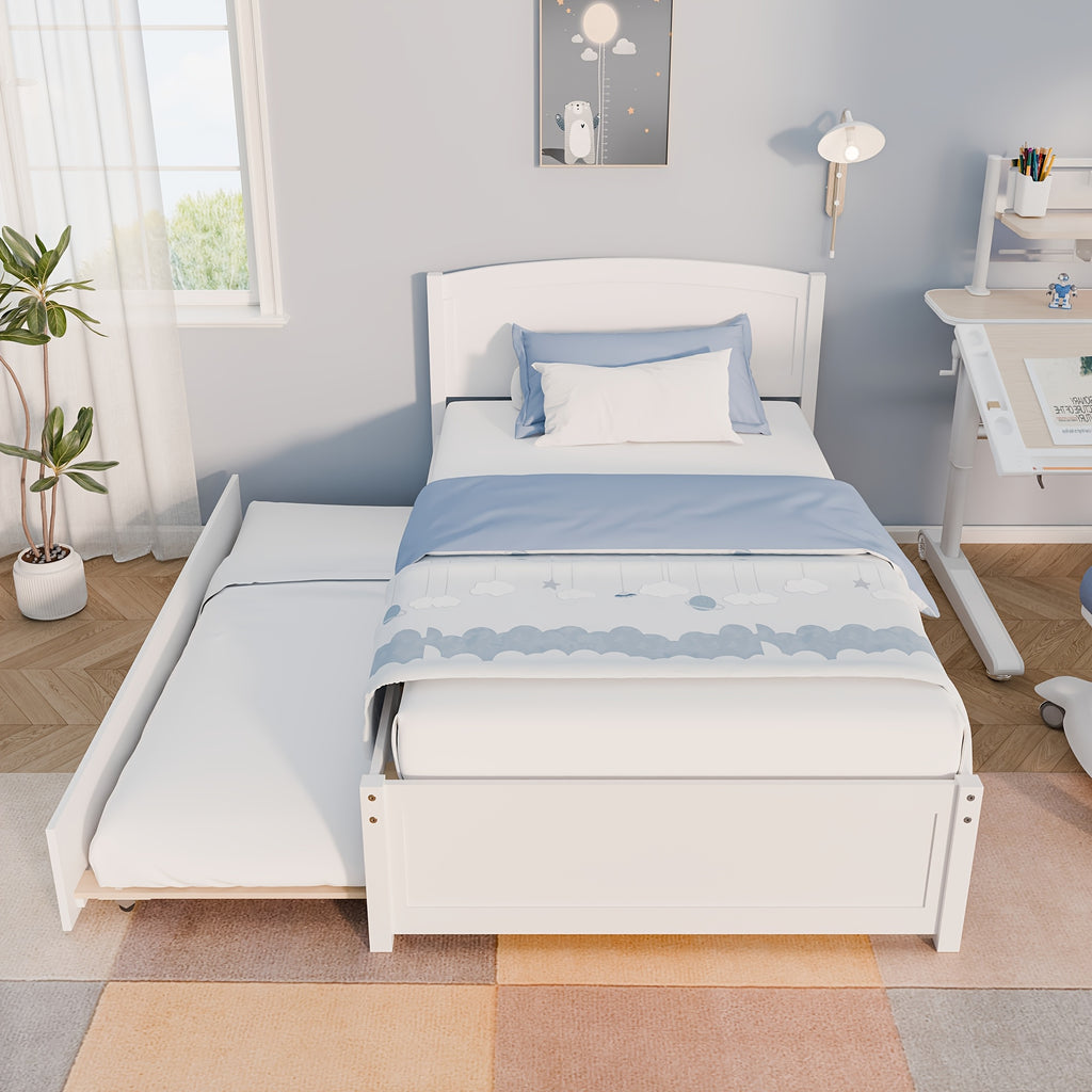 twin bed trundle wood bed frame headboard footboard wood - Temu
