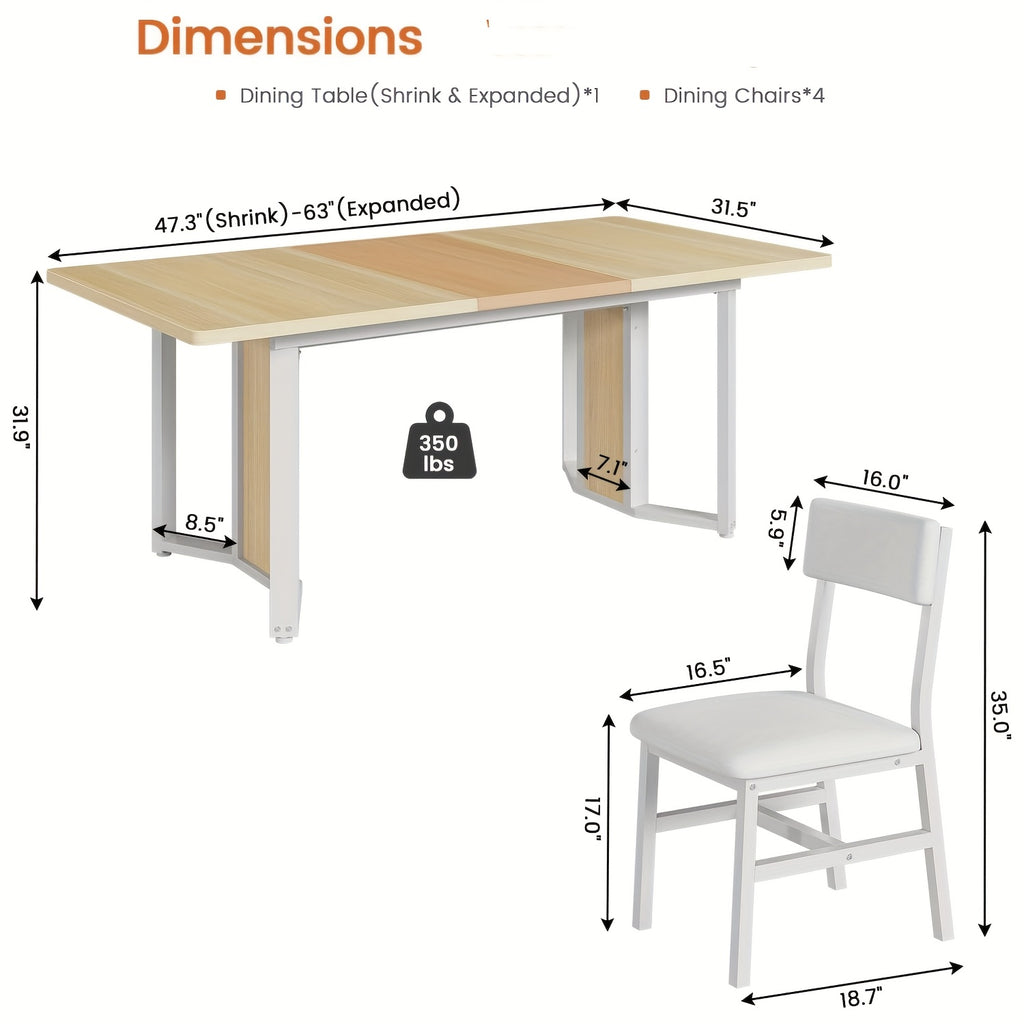 contemporary dining table set 4 6 individuals featuring a 63 - Temu