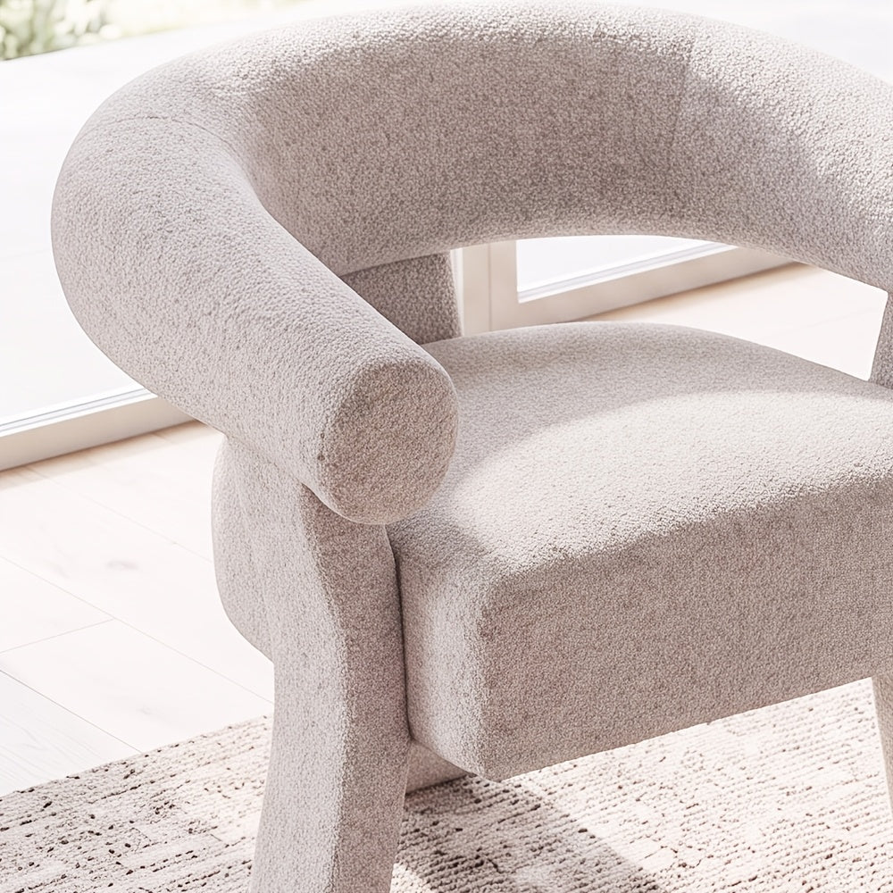 modern   boucle accent chair curved   armchair - Temu