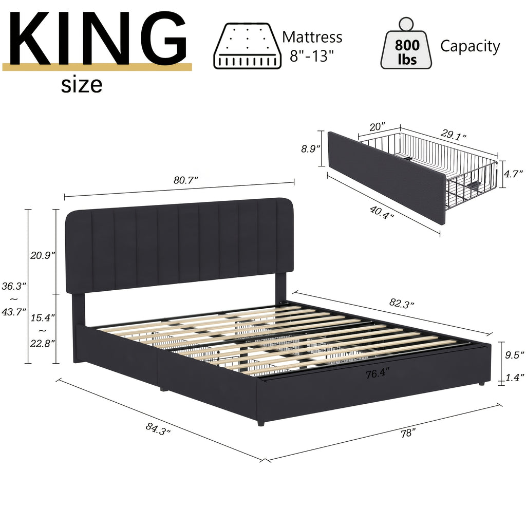 twin full queen king size upholstered bed frame drawers - Temu