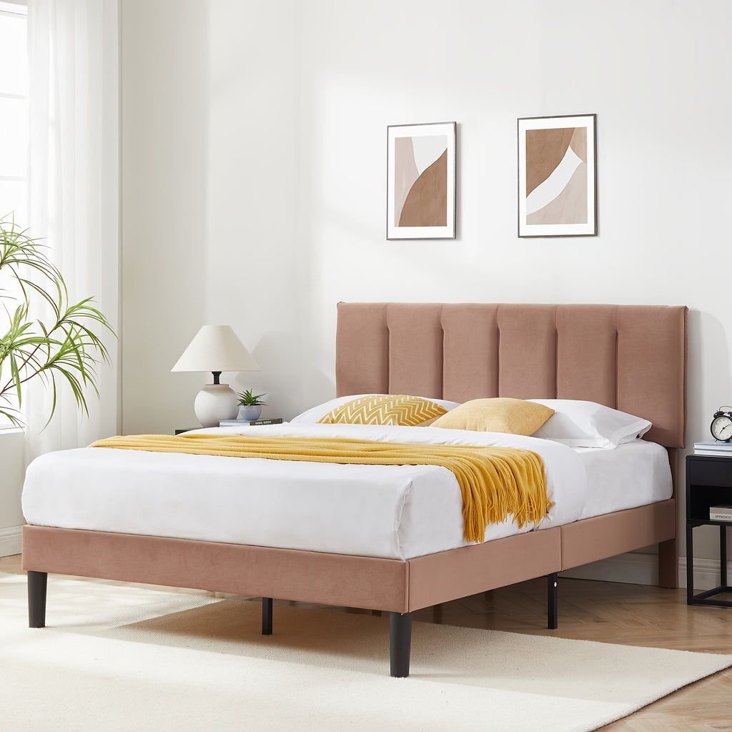modern upholstered platform bed frame adjustable fabric - Temu